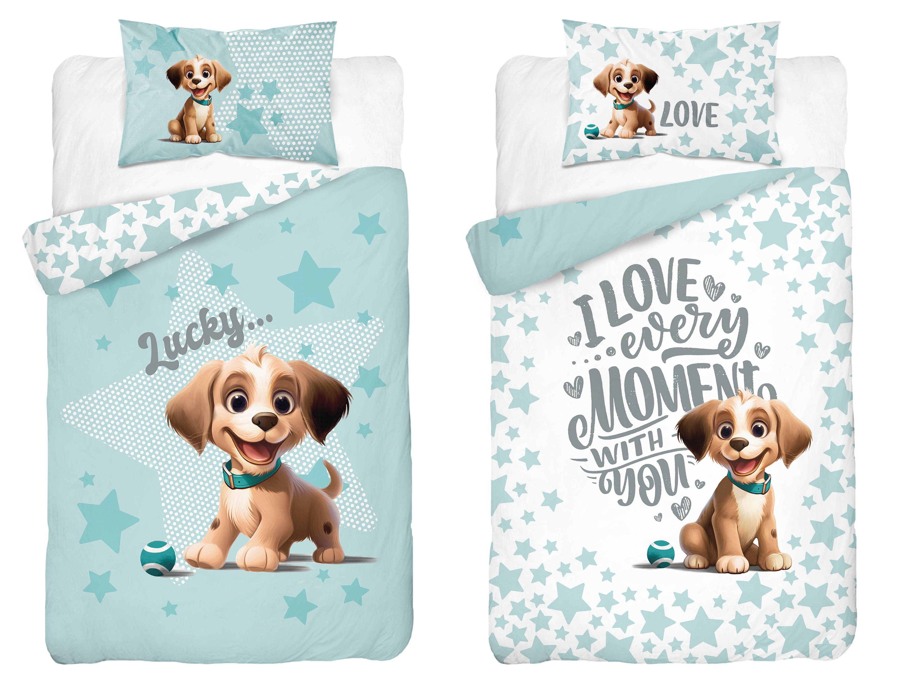 Häßler Homefashion Babybettwäsche Set süßer Hund 2tlg. 50% Vsikose/50% Baum günstig online kaufen