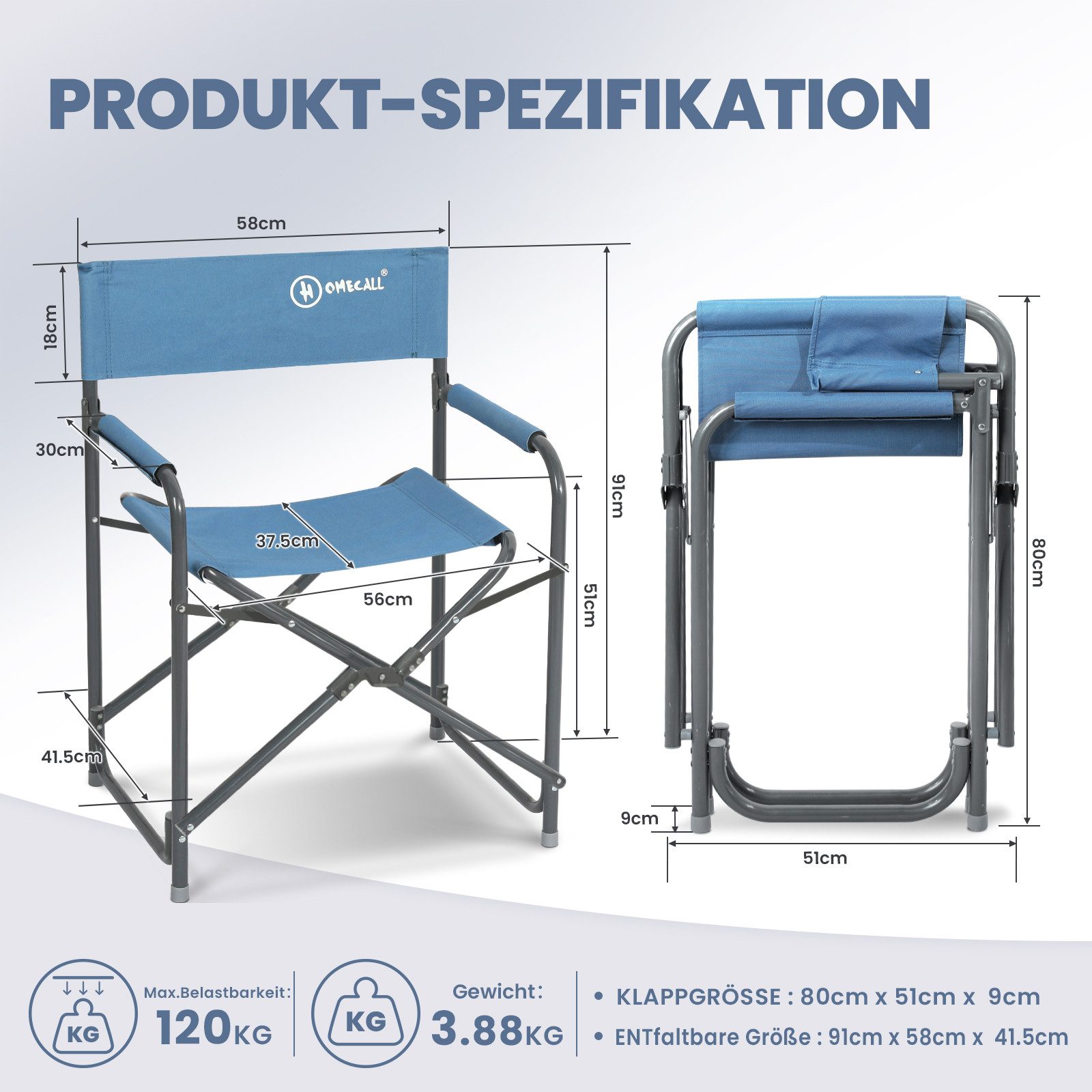 HOMECALL Regiestuhl Ultraleicht Klappstühle Faltbar Campingstuhl günstig online kaufen