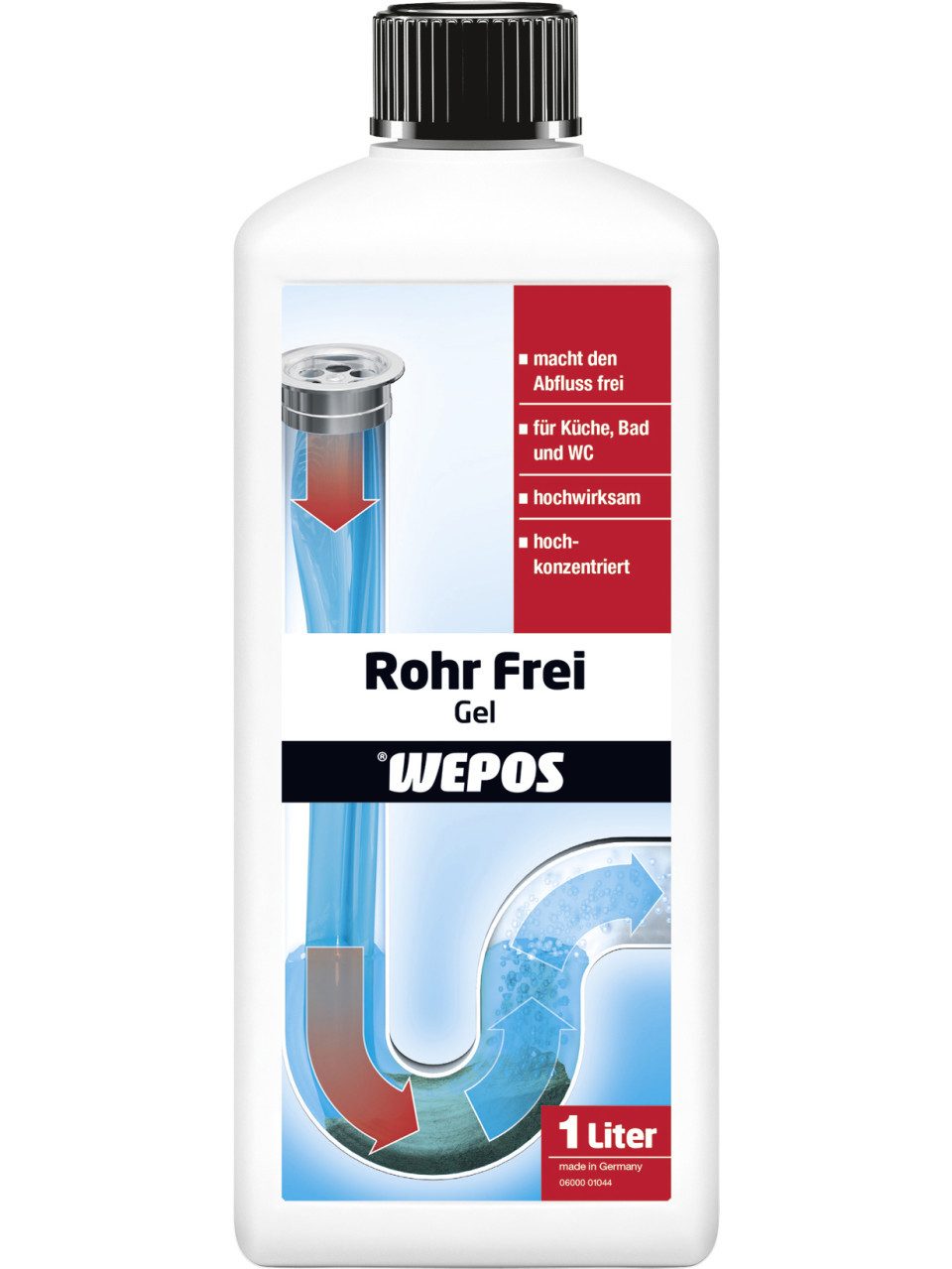 WEPOS CHEMIE GMBH Wepos Rohrfreigel für Küche und Bad 1 L Badreiniger
