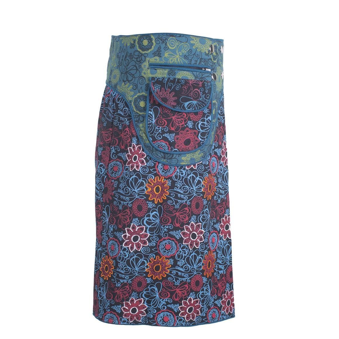 Vishes Wickelrock Blümchen Wickelrock Cacheur Druckknöpfe Tasche Boho, Elfen, Goa, Hippie Style