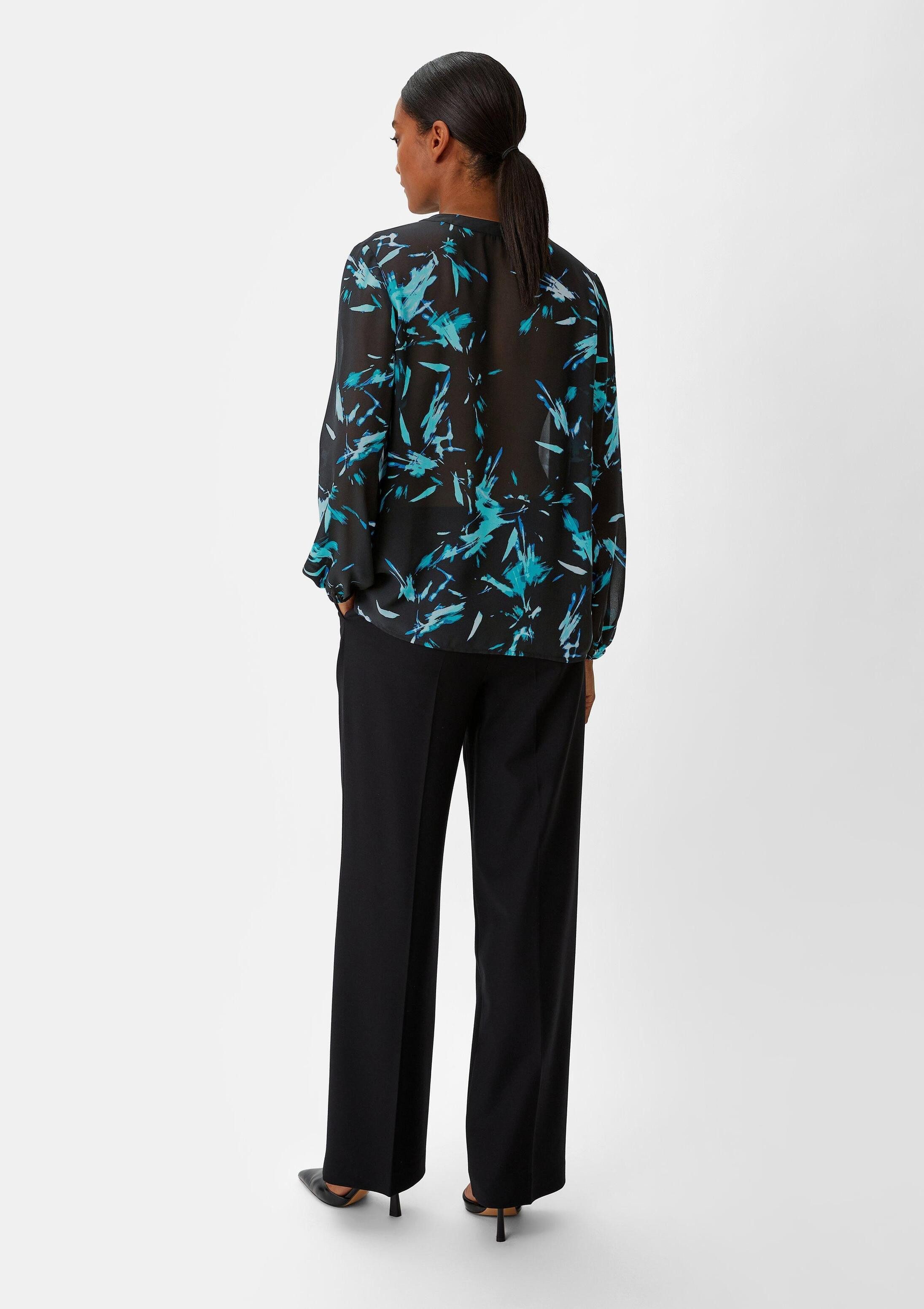 comma Langarmbluse Bluse Tunikabluse aus Chiffon