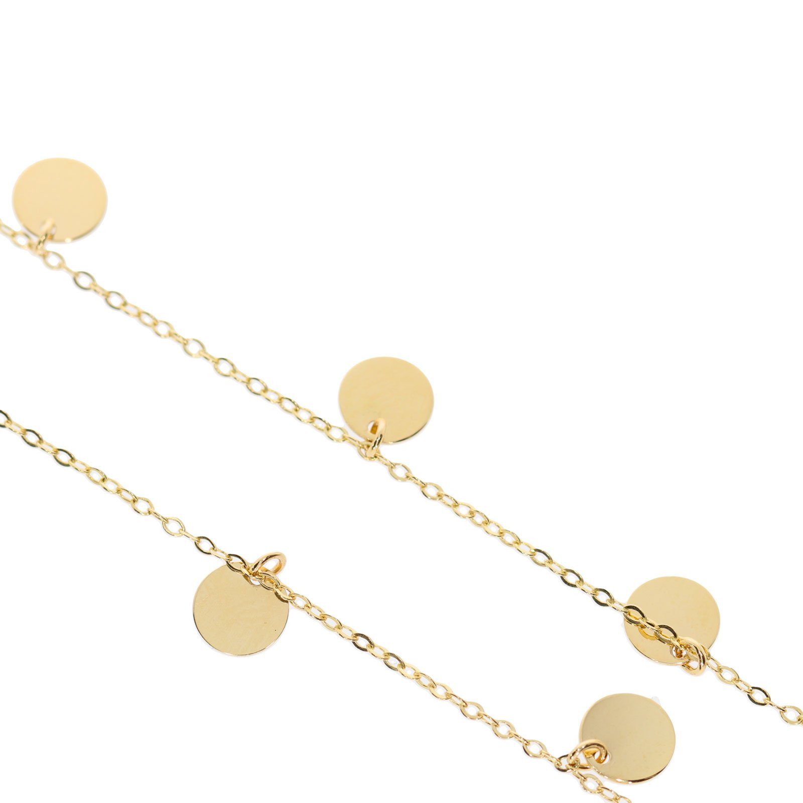 Stella-Jewellery Collier 585 Gold Damen Halskette mit 7 Plättchen 45 cm (inkl. Etui), 585 Gelbgold 7 Plättchen