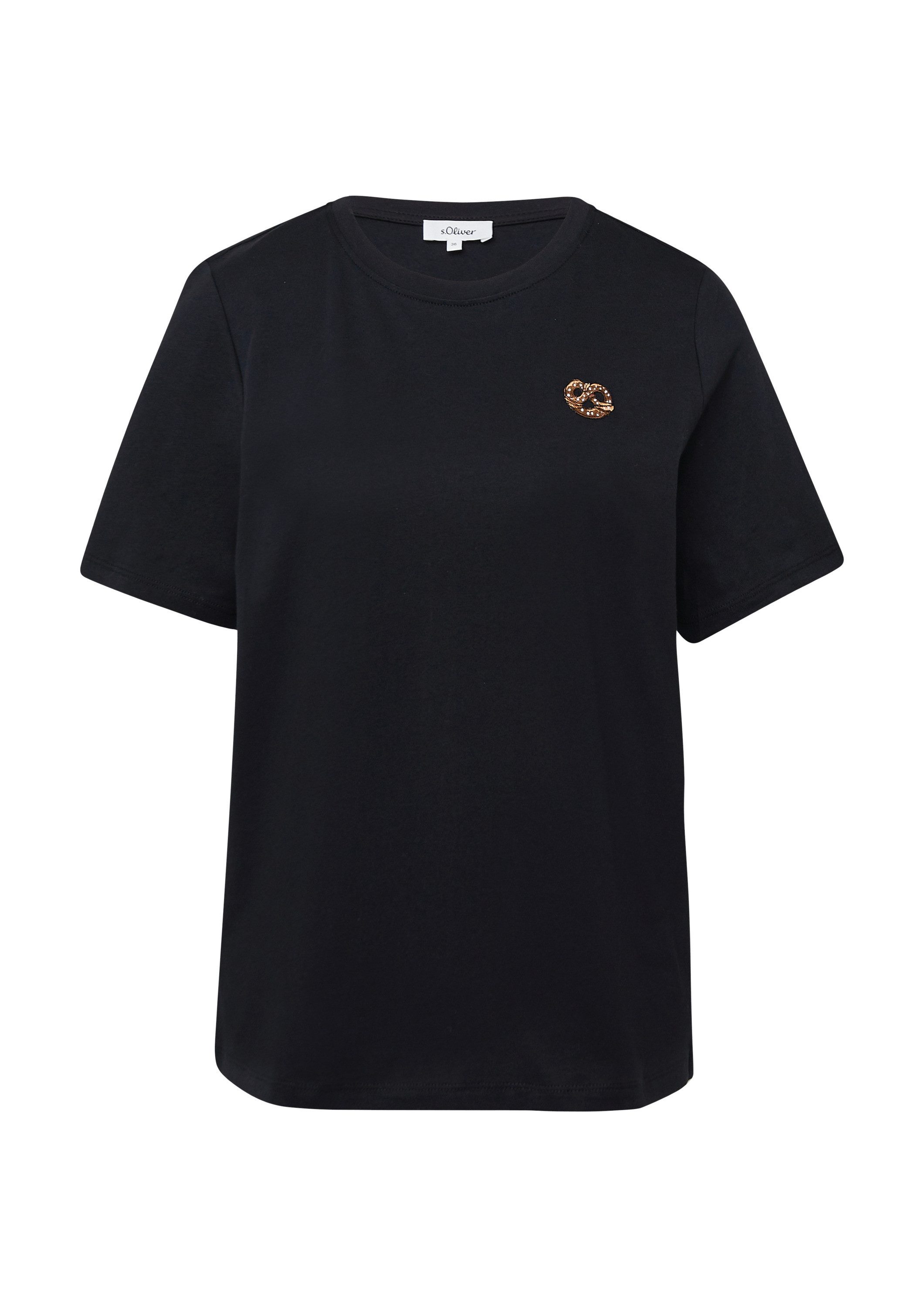 s.Oliver Kurzarmshirt T-Shirt Baumwollshirt mit Stickerei, günstig online kaufen