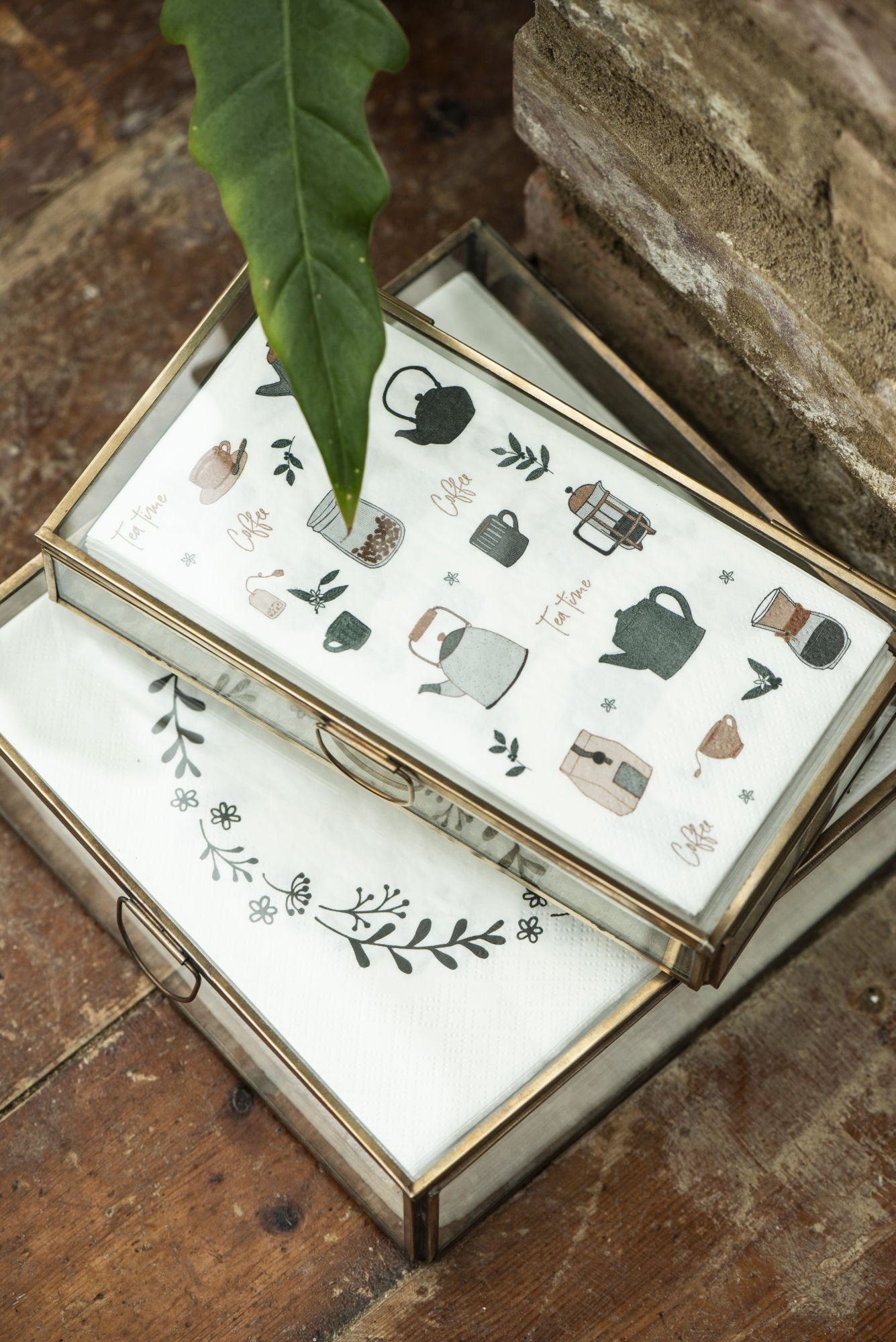 Ib Laursen Aufbewahrungsbox Glasbox Serviettenhalter Schmuckkasten Glas Dose Messing Gold Ib