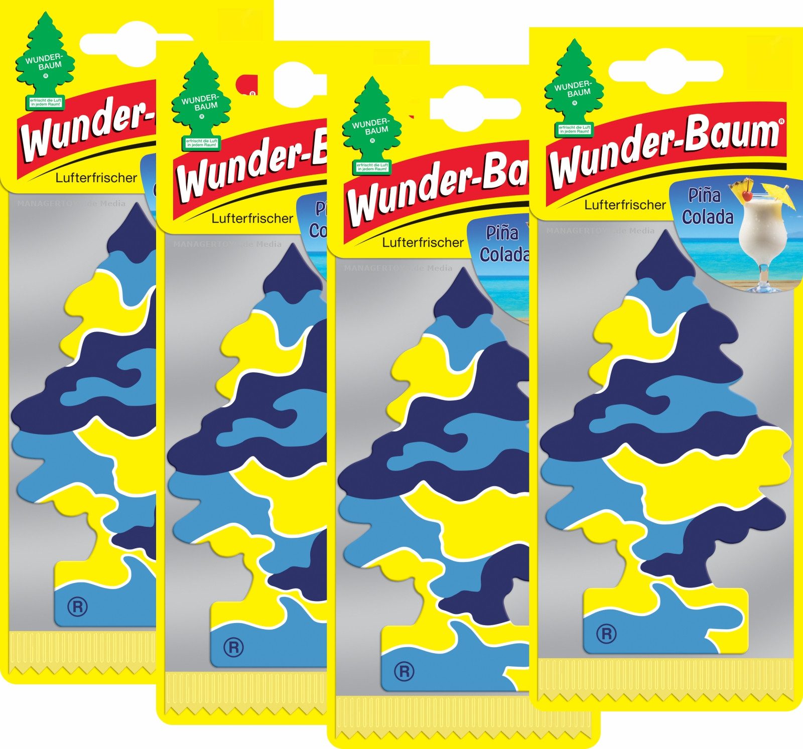 Raumduft Set 4 Stück Wunderbaum Pina Colada (Vanille Kokos Ananas) Luft Duft