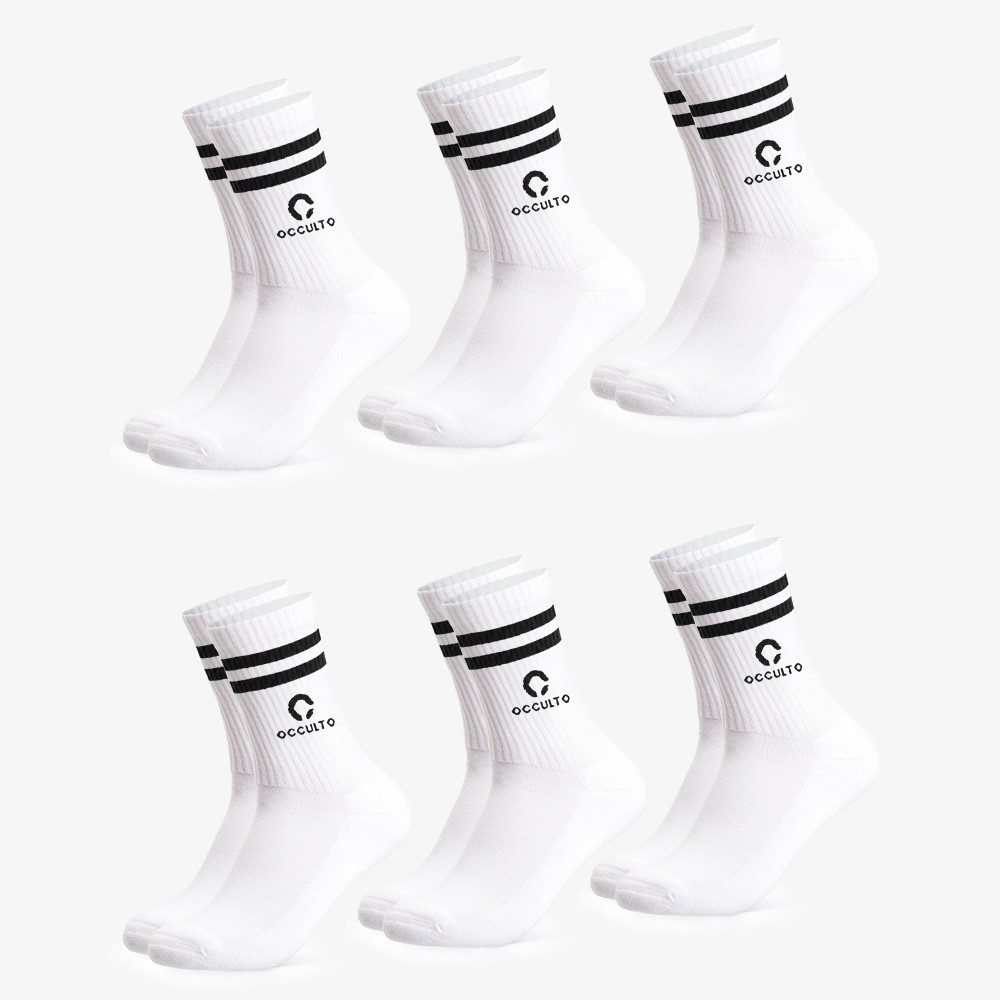 OCCULTO Sportsocken Damen & Herren Logo Tennissocken mit Streifen 3er Pack (Modell: Ray) (3-Paar)