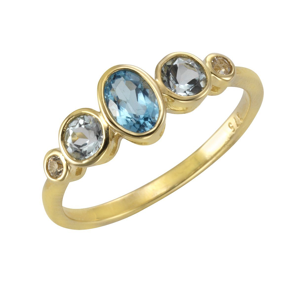 Vivance Fingerring Gelbgold Blautopas/Weißtopas 375/- mit