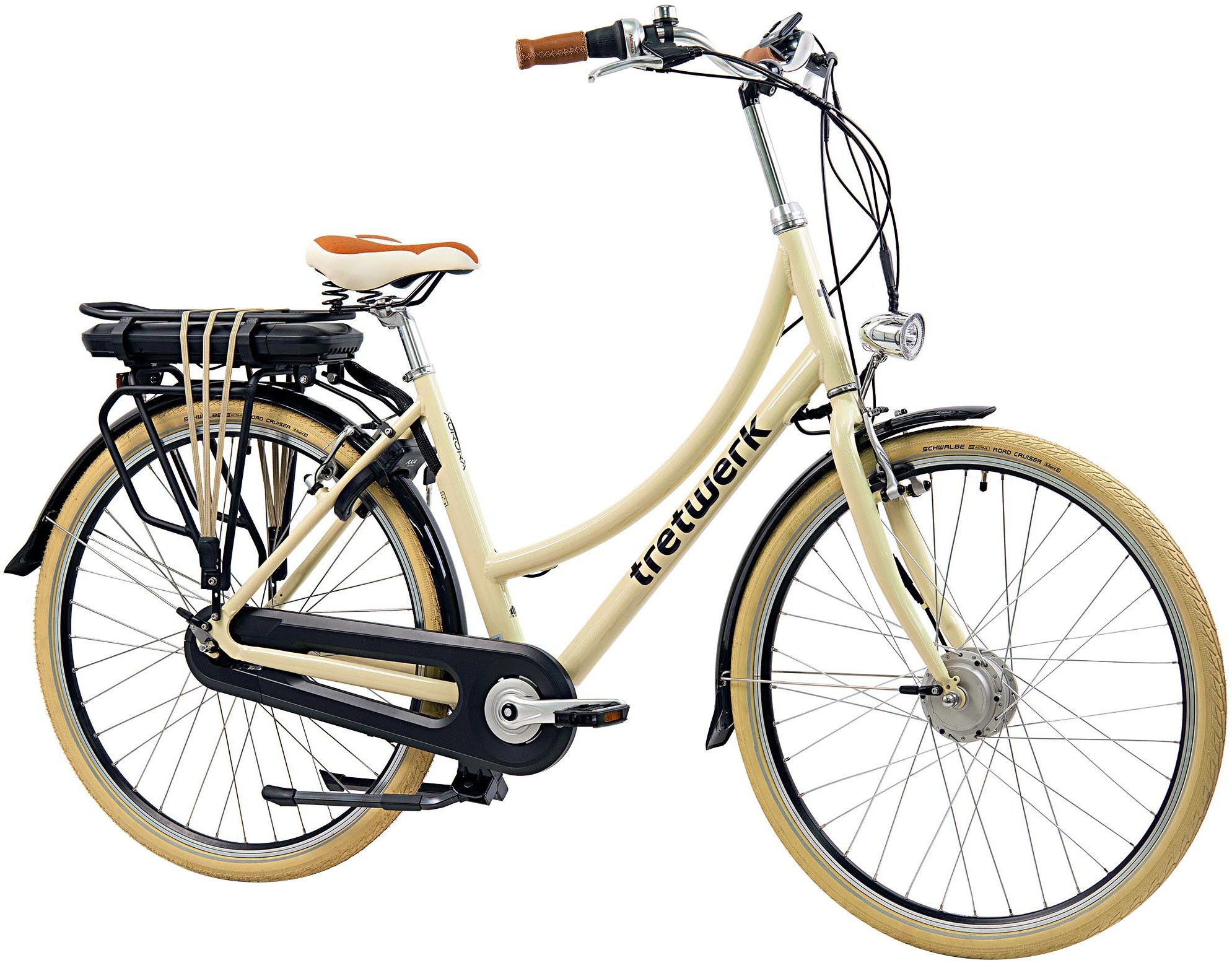 Tretwerk E-Bike Aurora, 7 Gang, Nabenschaltung, Frontmotor, 468 Wh Akku, (im Retro-Stil), Pedelec, Elektrofahrrad für Damen u. Herren, Cityrad