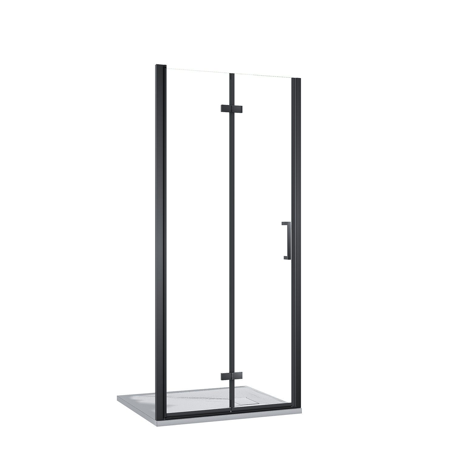 SONNI Dusch-Falttür Schwarz Falttür Pendeltür Nischentür Duschkabine Duschabtrennung, 90x195 cm, Sicherheitsglas, (Set) Klarglas, Nano Glas