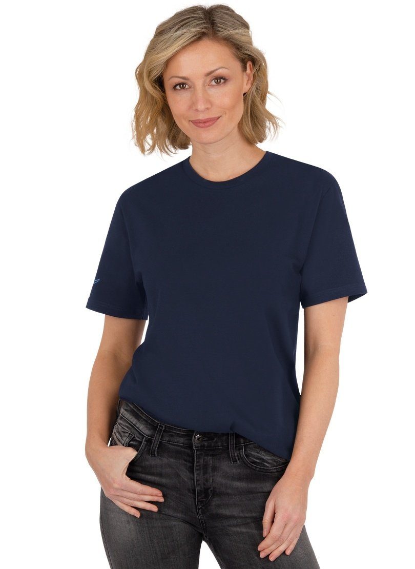 Trigema T-Shirt TRIGEMA T-Shirt Biobaumwolle 100% navy-C2C aus