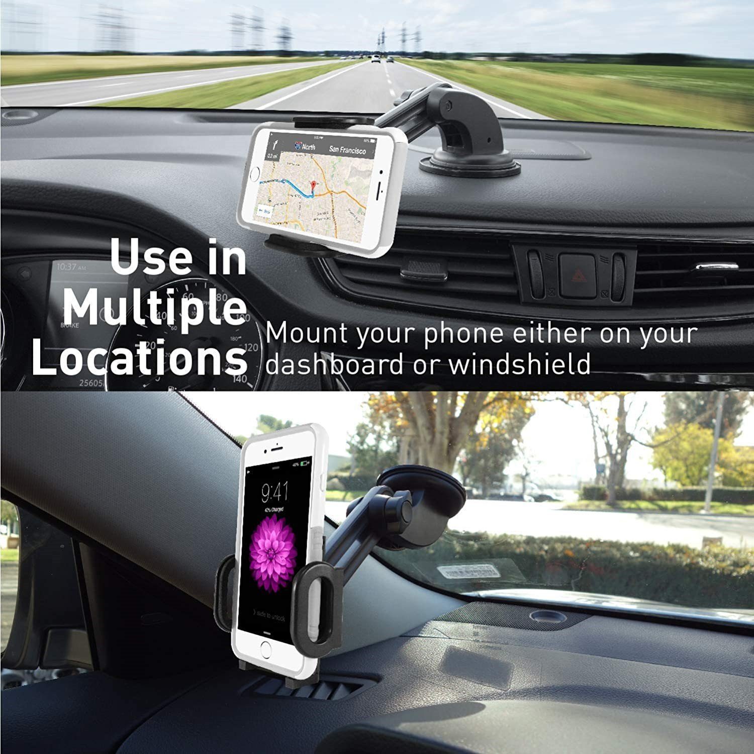 Macally 360° Universal Saugnapf-Halterung Halter Handy-Halterung,  (Universell Saugnapf-Halterung, 360° verstellbar, Steuerungszugriff passend  für Smartphone und iPhone, MP4-/MP3-Player, etc)