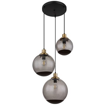 Globo Pendelleuchte, Leuchtmittel nicht inklusive, Hängeleuchte Glas modern Pendellampe Wohnzimmer Rauchglas schwarz 3