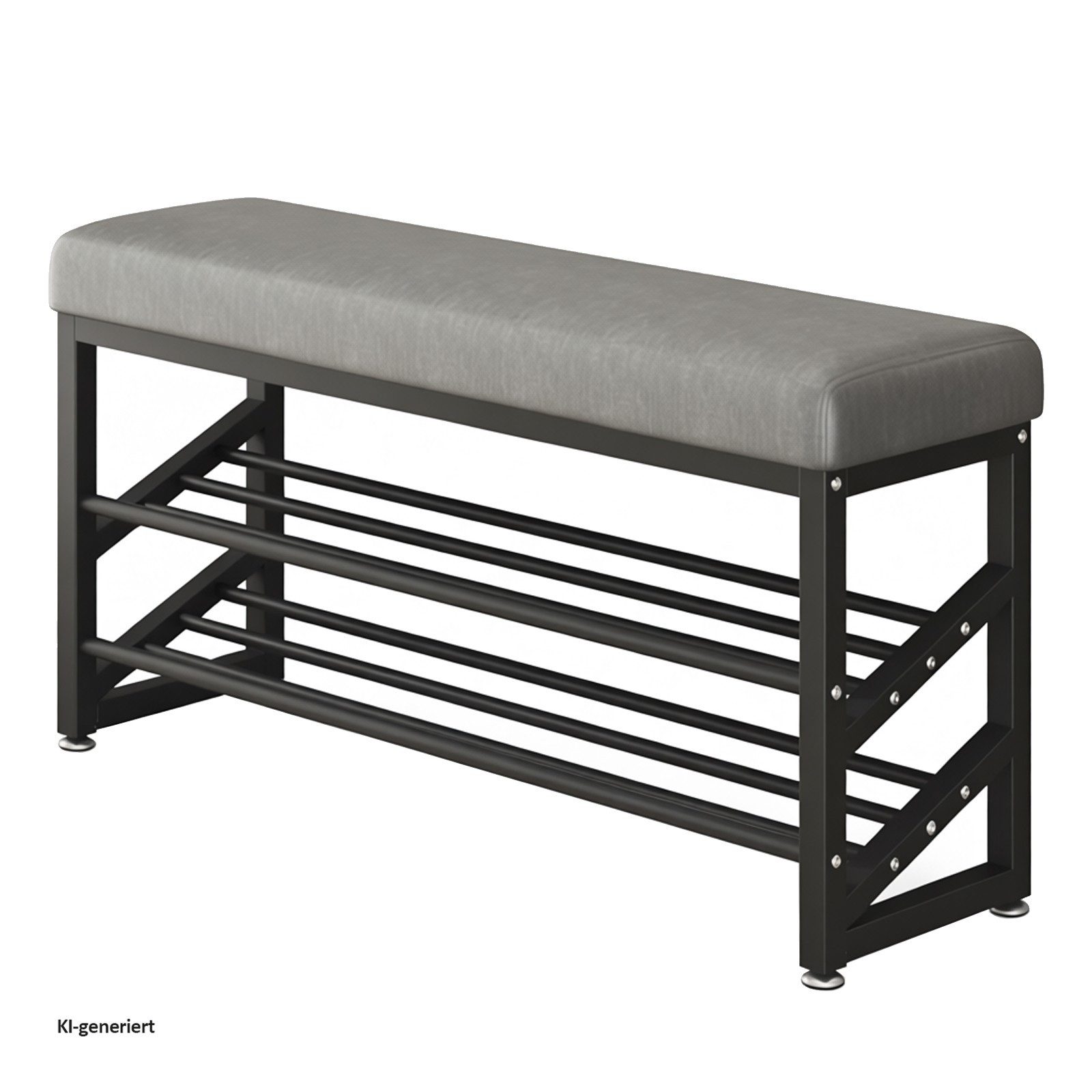 HTI-Living Schuhregal Metall 2 Ebenen mit Sitzkissen Grau, 1 Stück 1-tlg., Sitzbank
