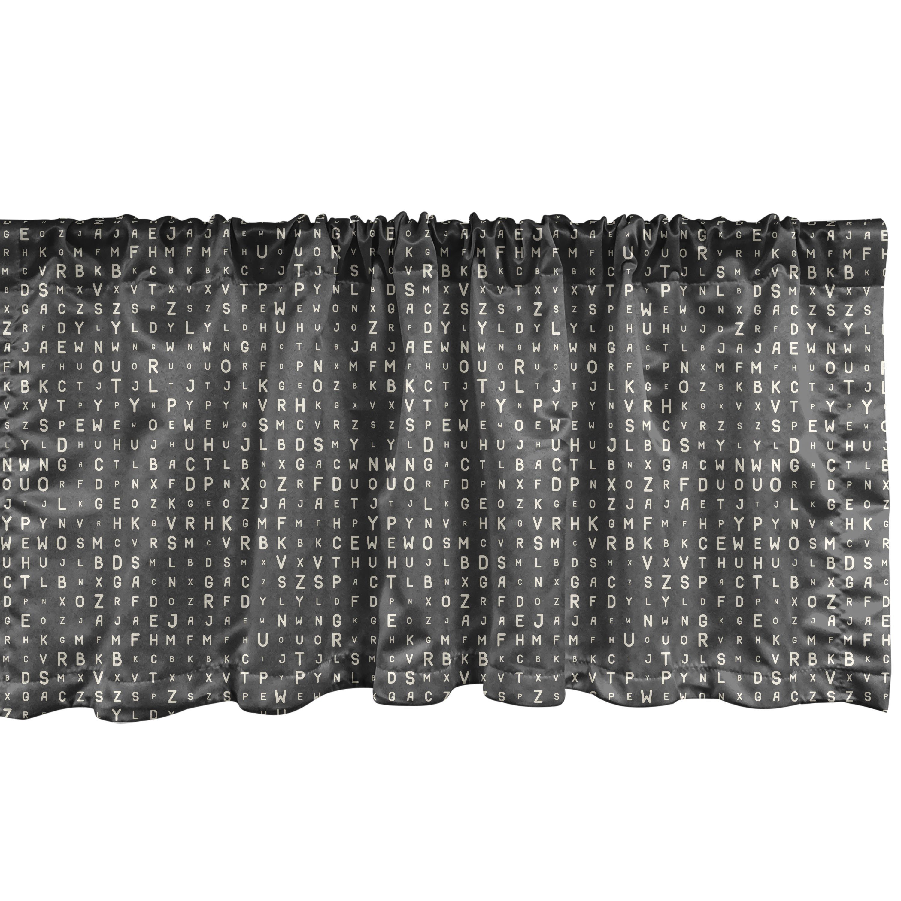 Scheibengardine Vorhang Volant für Küche Schlafzimmer Dekor mit Stangentasche, Abakuhaus, Microfaser, Alphabet Ungeordnete Elemente