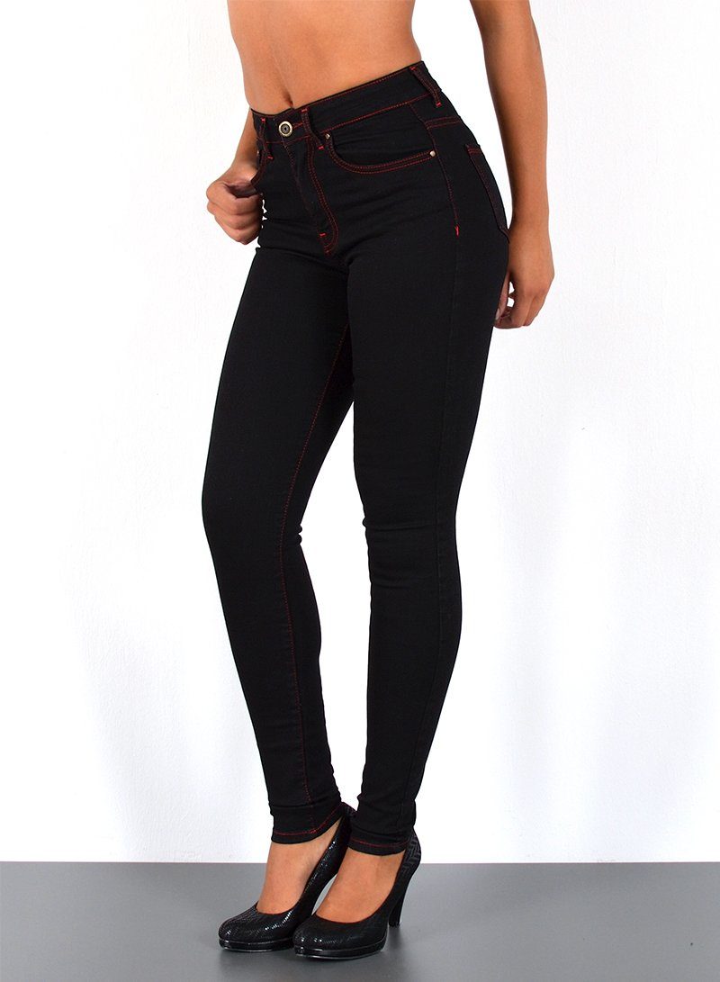 ESRA Skinny-fit-Jeans S400 Damen High Waist Skinny Jeans Stretch Hose hohe Leibhöhe bis Übergröße