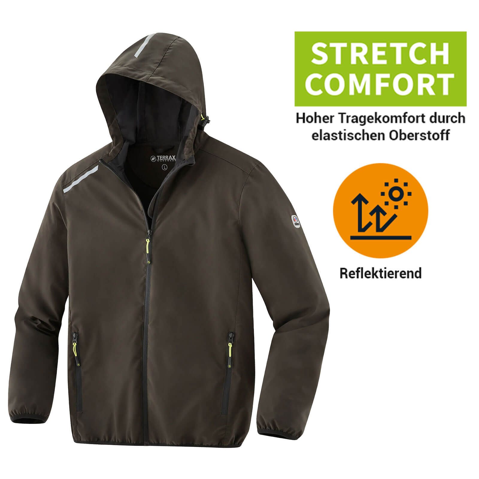 Terrax Workwear Arbeitsjacke 61880 Herren Arbeitsjacke mit Kapuze - Leichte Jacke für Arbeit und Beruf