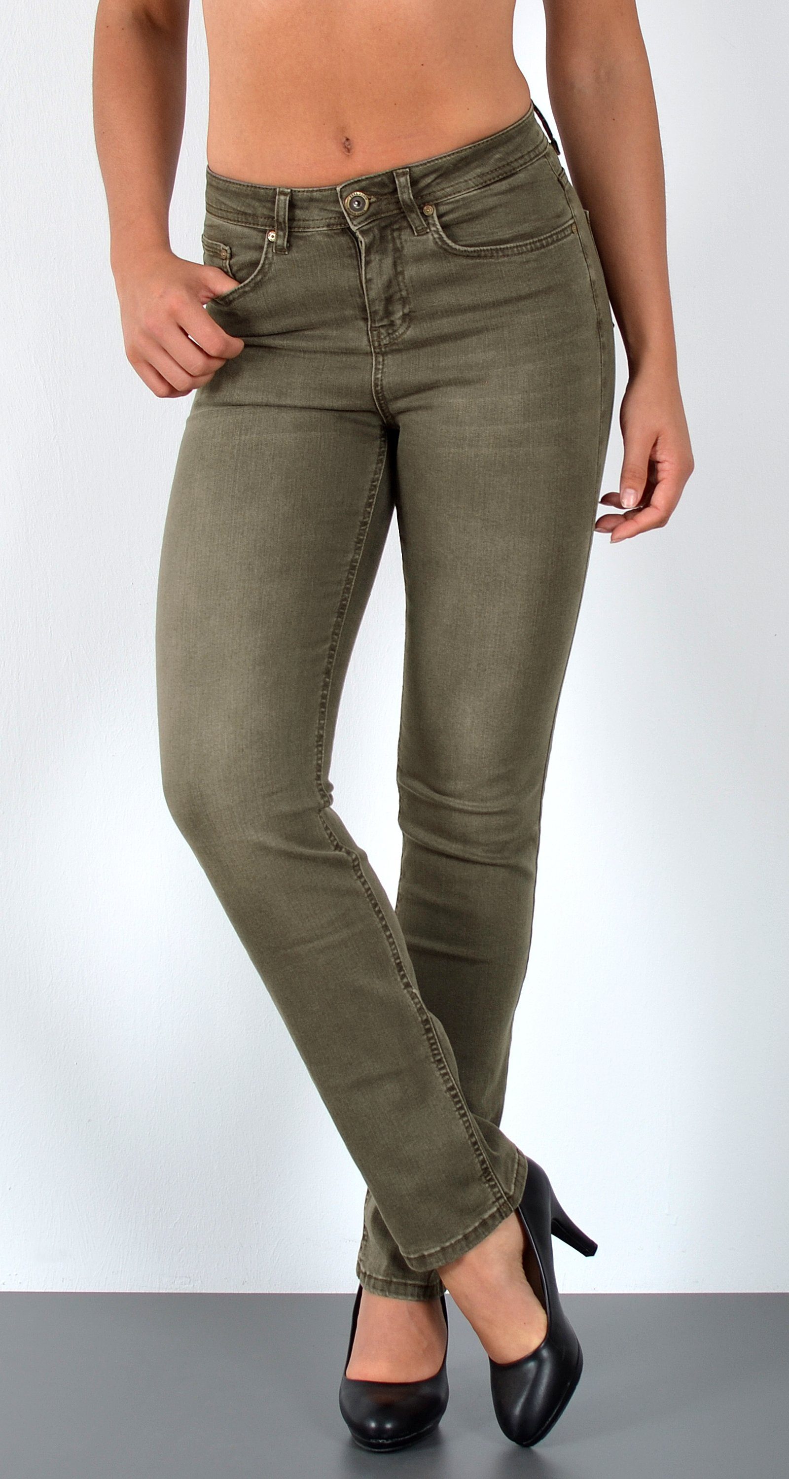 ESRA Straight-Jeans Premium High Waist Jeans Damen Straight Leg Hosen Stretch-Jeans G8 Straight Leg Damen Jeans High Waist Hose Stretch Regular Jeanshose