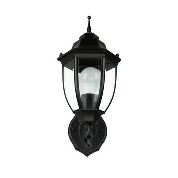 Licht-Erlebnisse Außen-Wandleuchte LYON, ohne Leuchtmittel, Außenlampe Wand Schwarz Hof Haus Glas Aluminium IP44 E27 Rustikal