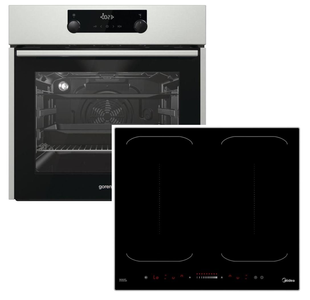 GORENJE Backofen-Set Herdset GORENJE Backofen Teleskopauszug mit Induktionskochfeld Booster