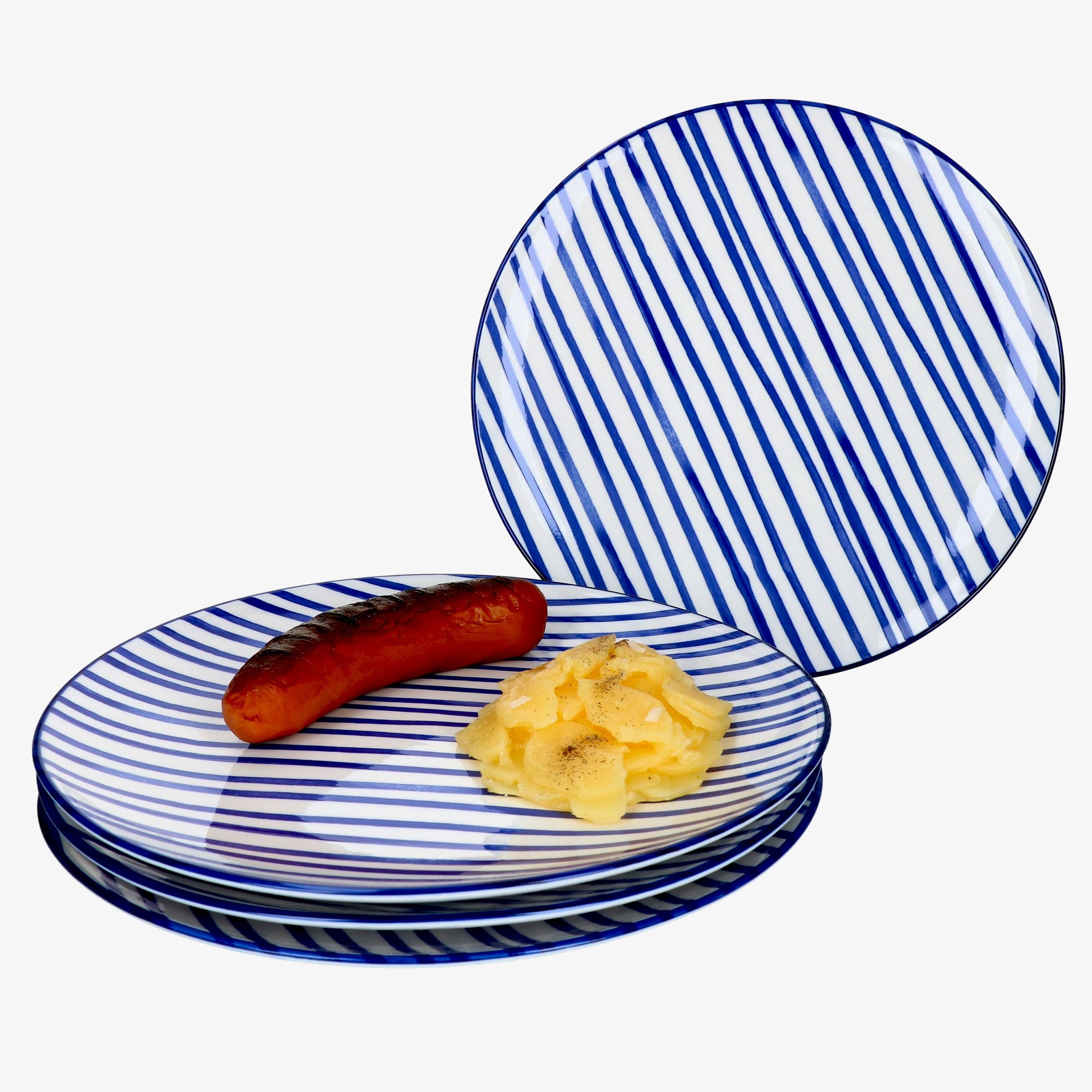 Ritzenhoff & Breker Speiseteller 4er Set Speiseteller 27cm Streifen Seaside - Ritzenhoff 270228