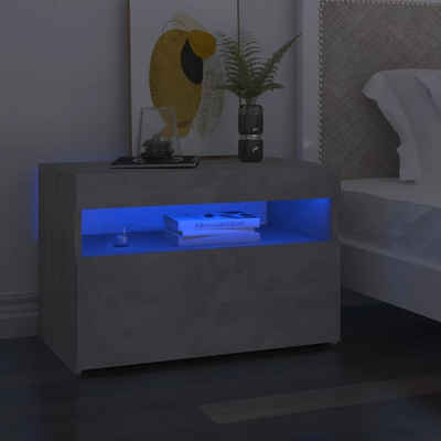 vidaXL Nachttisch Nachttisch mit LED-Leuchten Betongrau 60x35x40 cm (1-St)