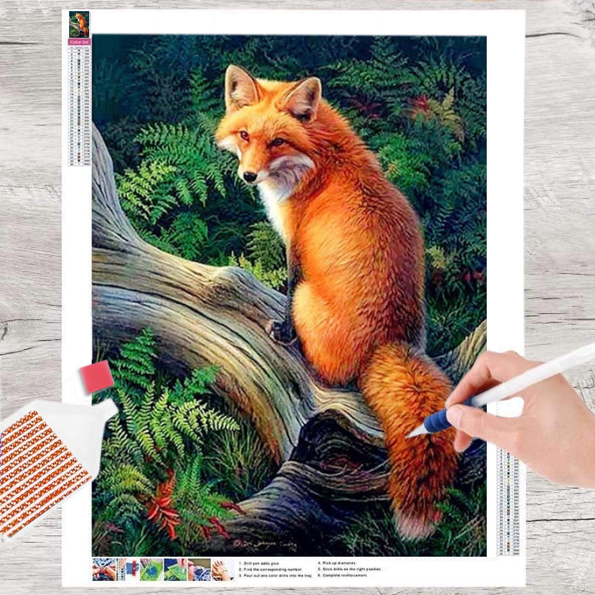 Kreativset GOLDEN Diamond Painting zubehör bilder Weihnachten ( 30x40cm Fuchs) 