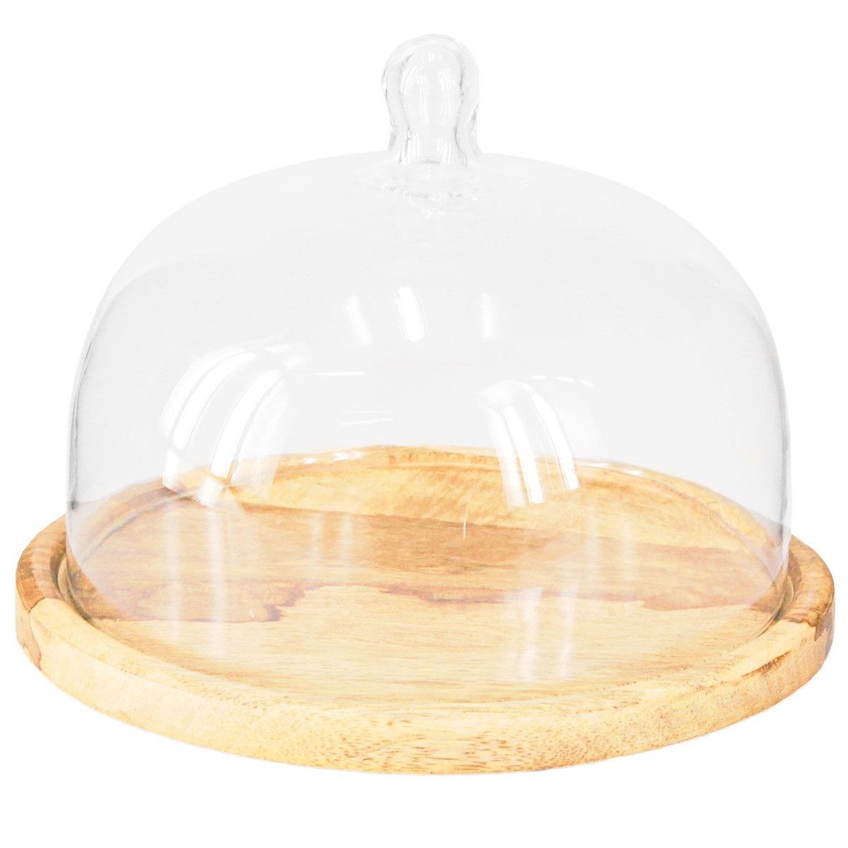 Viana Dekokorb Glasglocke Holzteller Deko Käseglocke Ø22cm H16,5cm Tischdek günstig online kaufen