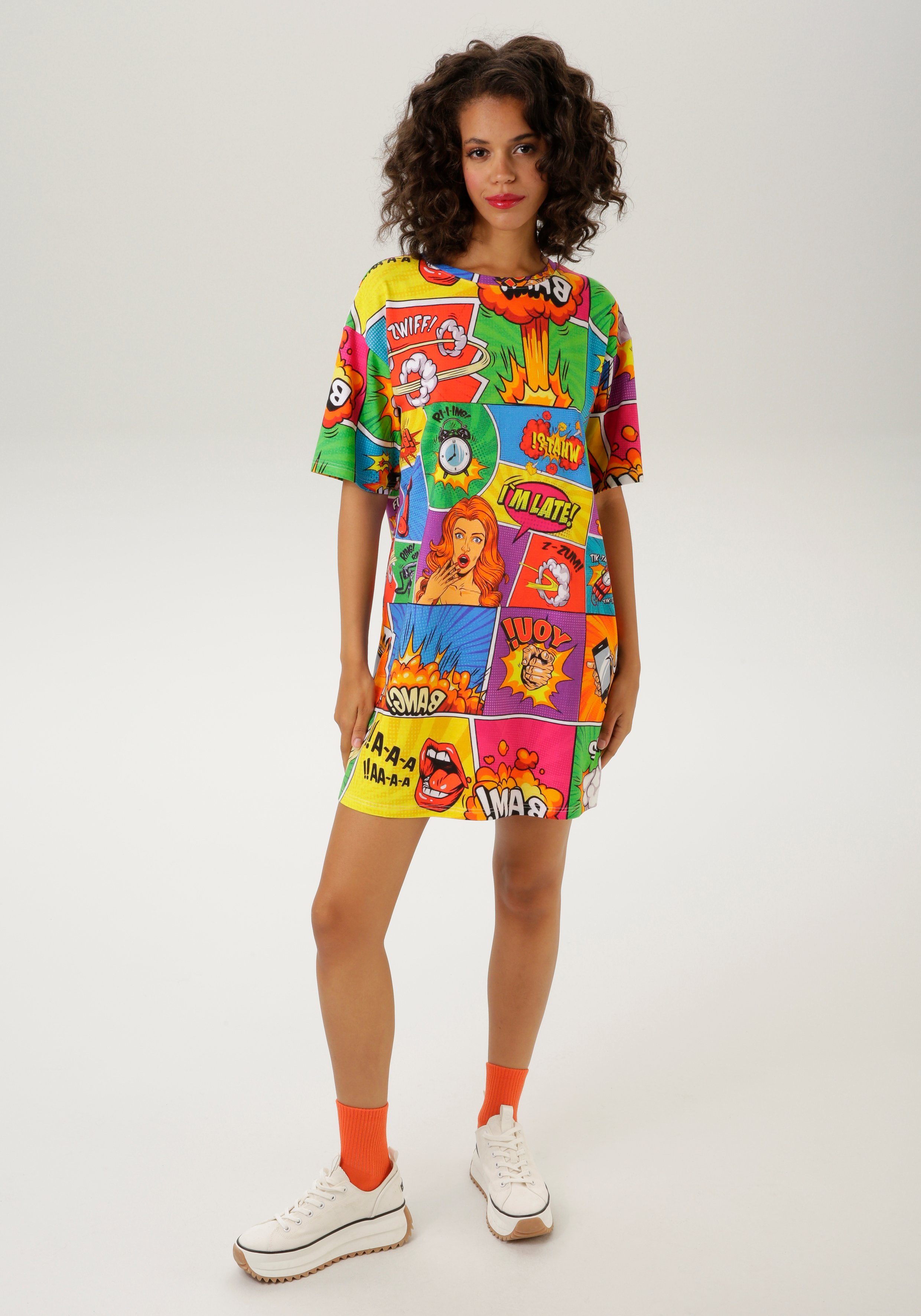 Aniston CASUAL Minikleid mit coolen Comic-Drucken