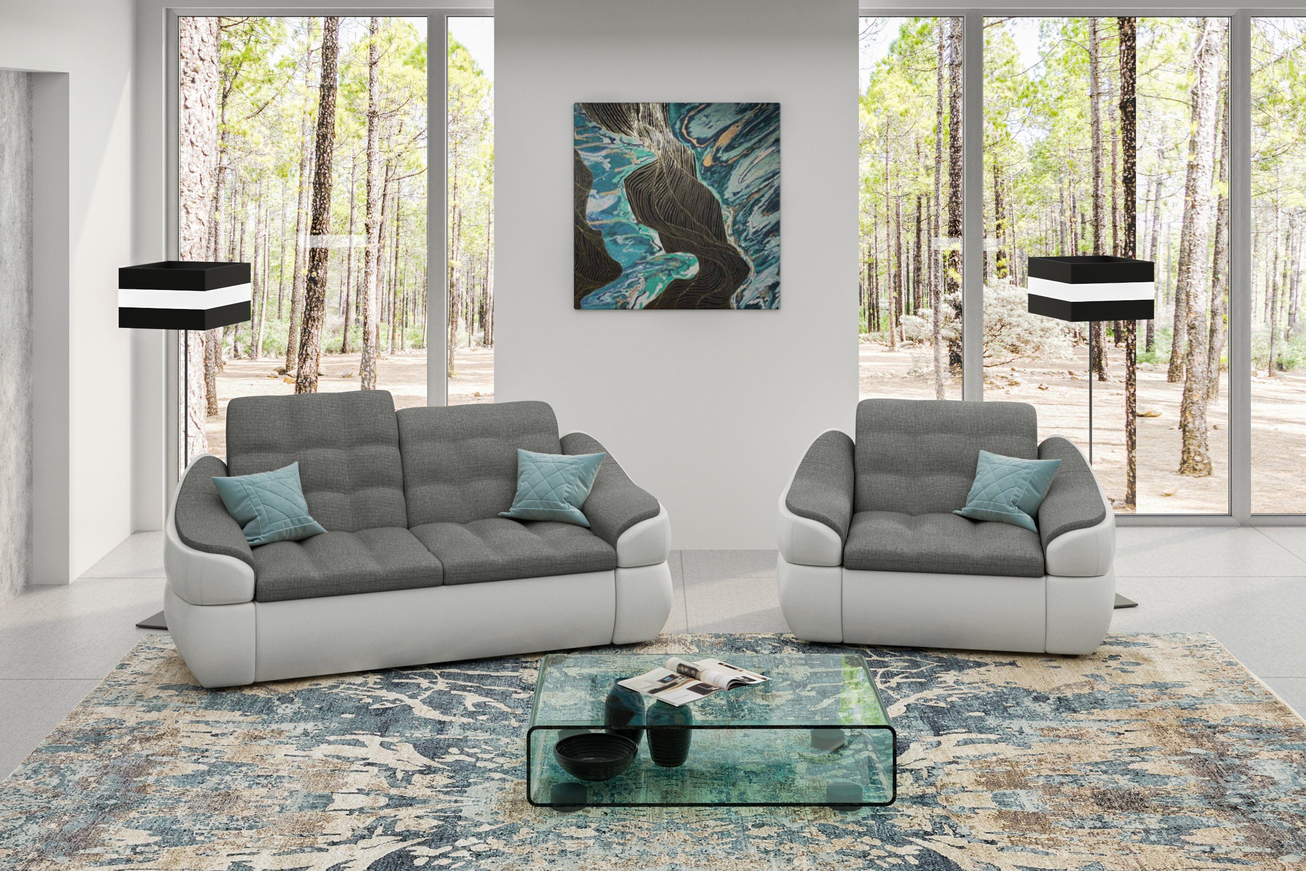 Stylefy Polstergarnitur Alisa, (Set (2-tlg), bestehend aus 2-Sitzer Sofa und Sessel, Modern Design