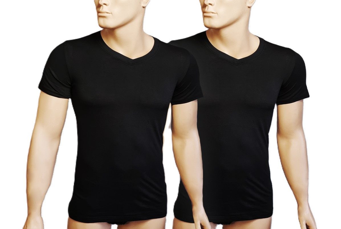 Toker Collection® T-Shirt Herren T-Shirt Basic V- Ausschnitt 2er Pack (Packung, 2er-Pack) aus Baumwolle – Bild 2 von 4
