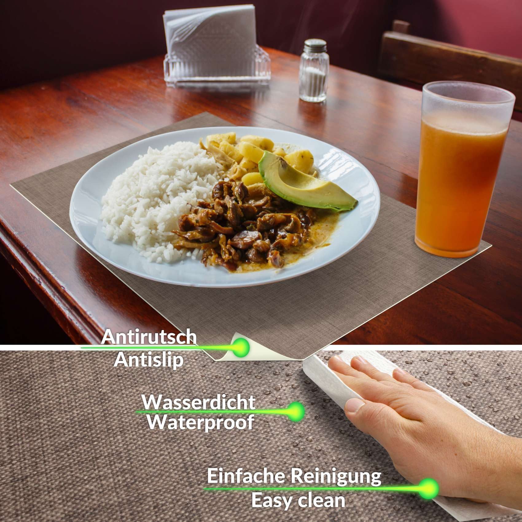 ANRO Platzset DEIN Platzdeckchen Servierdeckchen Soft Tischset Tellerunterleger, (Einzelstück, 1-St., einzelverpackt), Glatt, leichte Narbung 45x30cm Uni Leinen