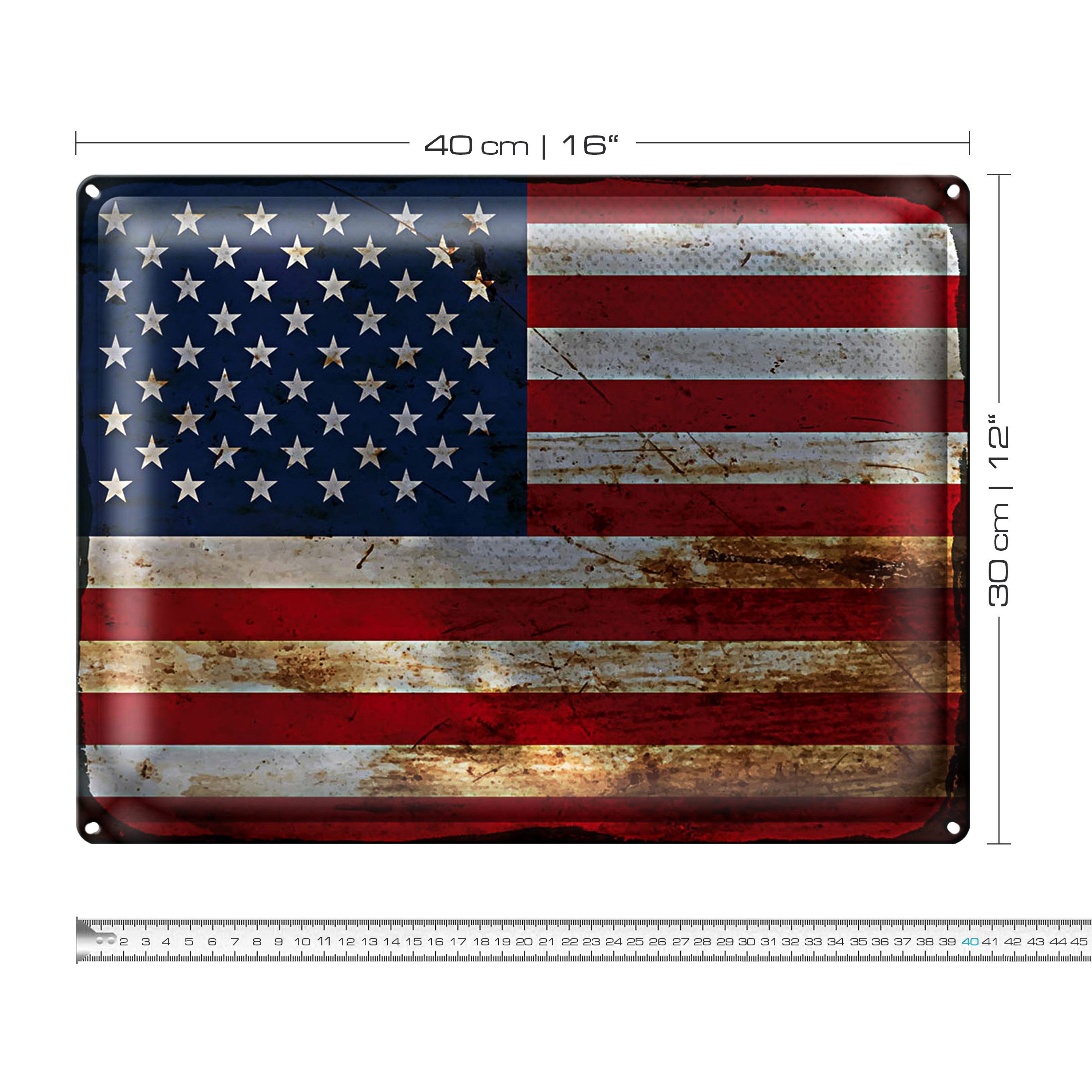 Roomando Metallschild Flagge Vereinigte Staaten 40x30cm States Rost