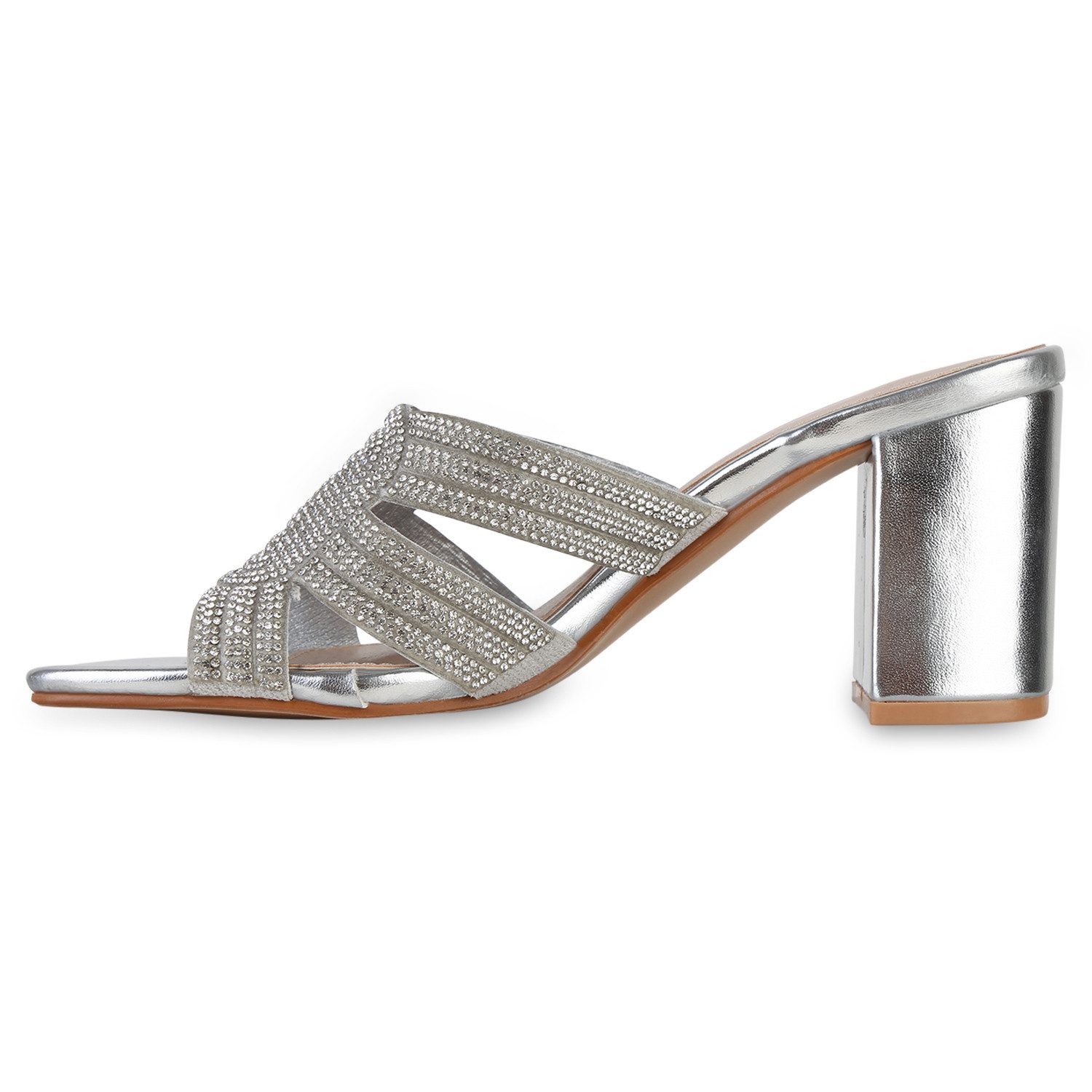 VAN HILL 841549 Sandalette Damen Pantoletten Sandaletten Klassische Strass günstig online kaufen