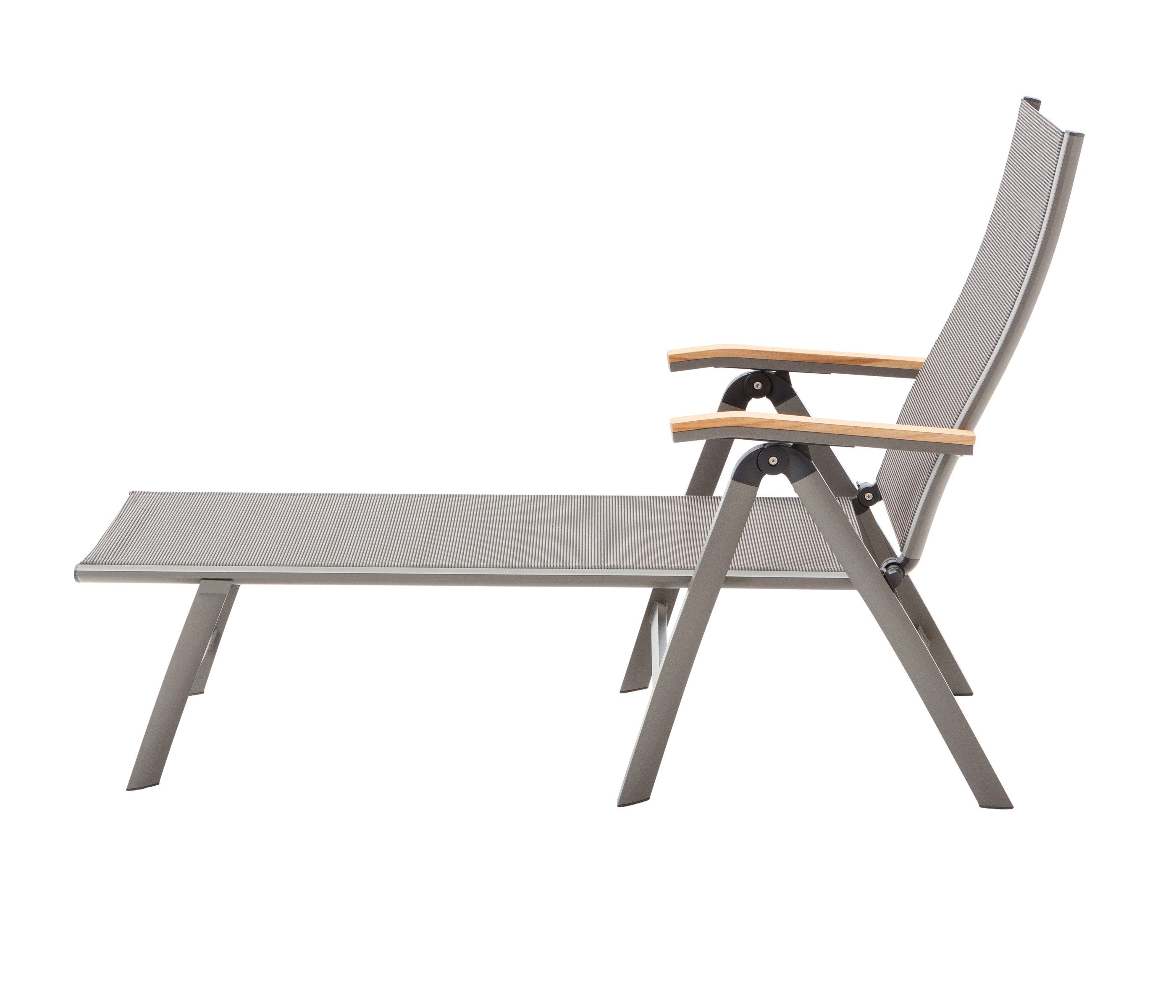 Dehner Gartenliege Relaxliege Colmar, 66 x 105 x 180 cm, Aluminium / Textilene, grau, klappbare Sonnenliege mit verstellbarer Rückenlehne, modernes Design