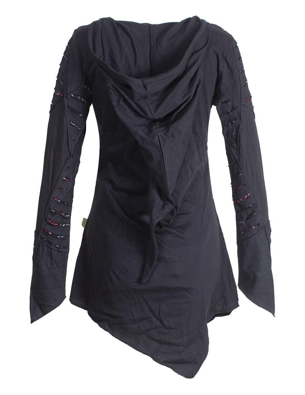 Vishes Zipfelkleid Langarm Damen Baumwoll Cutwork-Kleid Hoodie Zipfelkapuze günstig online kaufen
