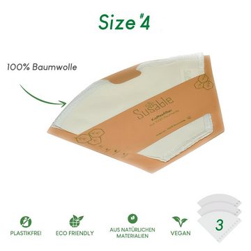 Susable Wiederbefüllbare Kaffeepads Kaffeefilter aus 100% Bio-Baumwolle – 3er Pack, Größe 4