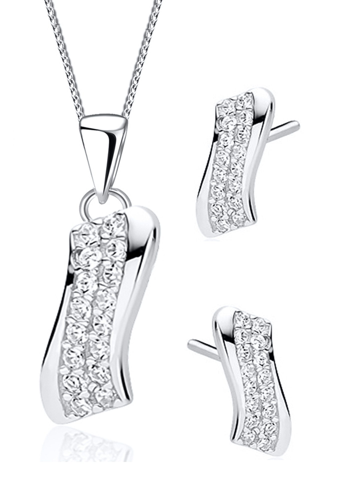 Limana Schmuckset 925 Silber Kette mit Ohrstecker Ohrringe Halskette Anhäng günstig online kaufen