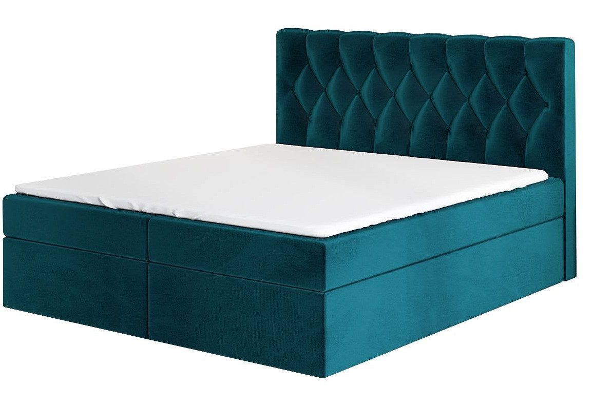 Boxspringbett EIRIK mit 2 Bettkästen und Topper.