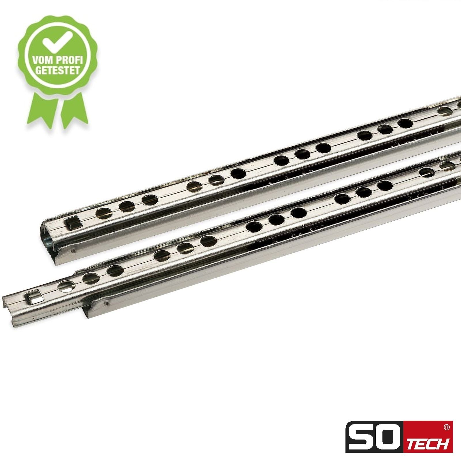 SO-TECH® Auszug Kugelauszug Teilauszug KT1-10-H17-NF-MS, Länge 182 mm, 1 Paar inkl. Montageschrauben-Set