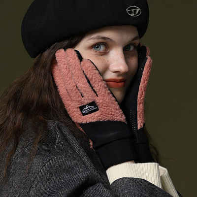 Buling Fahrradhandschuhe Warme Herbst- und Winterhandschuhe für Frauen Verdickte, kältebeständige Touchscreen Handschuhe Weihnachtsgeschenk