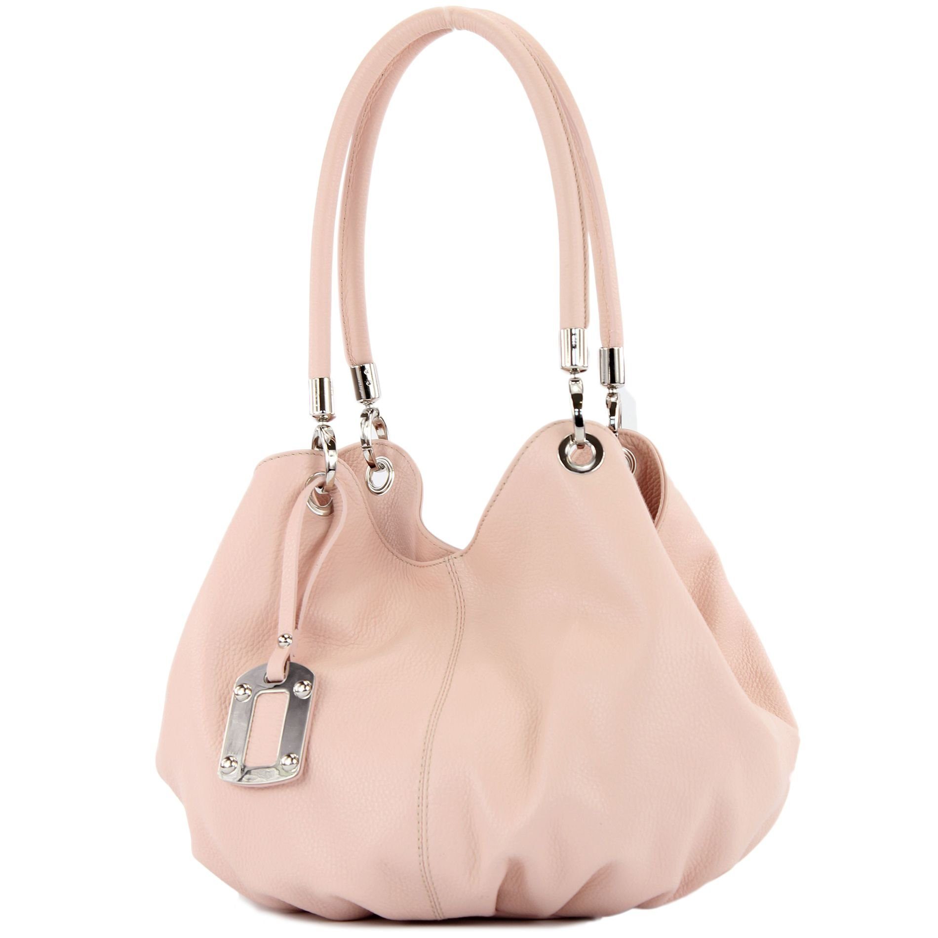 modamoda de Schultertasche 228, Echtleder Handmade in Italy Pastellrosa