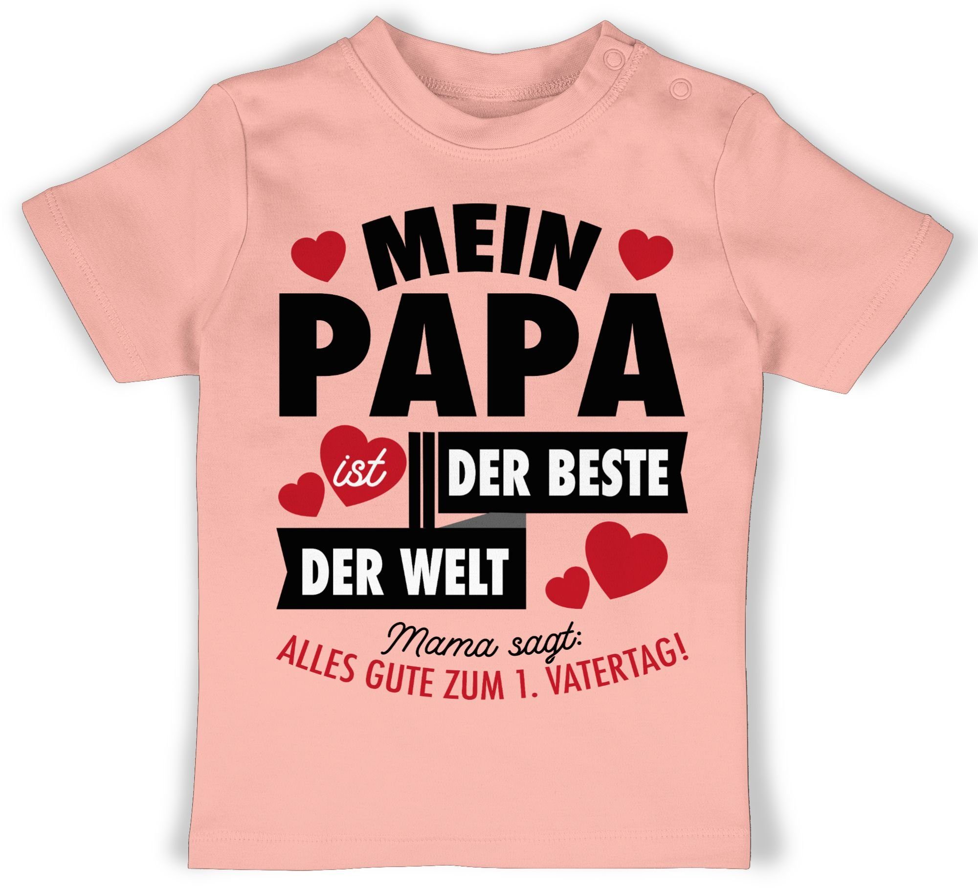 Shirtracer T-Shirt Mein Papa 1 der ist Vatertag Baby Beste Geschenk Welt Babyrosa der