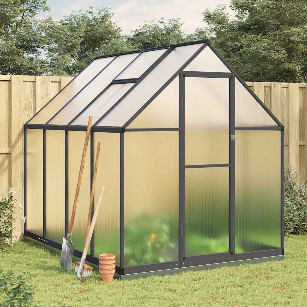 furnicato Gewächshaus 224x169x202 cm Anthrazit und Transparent, UV-beständiges Pflanzenhaus mit Dachrinne und Lüftungsfenster