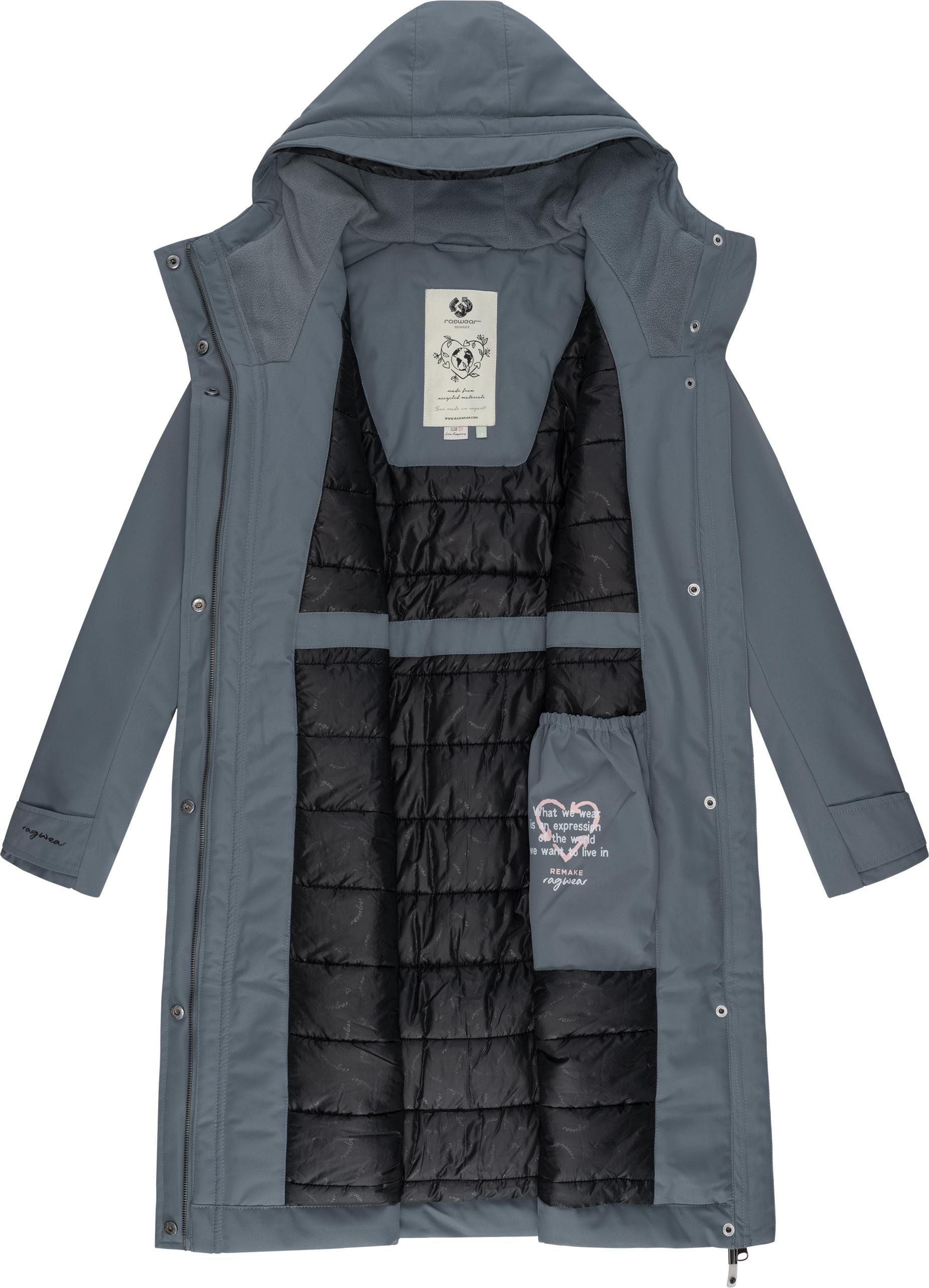 Ragwear Wintermantel Refutura Remake Langer wasserdichter Mantel mit Kapuze