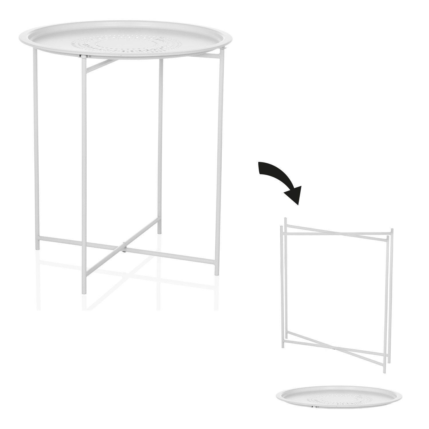 hjh LIVING Ablagetisch Beistelltisch ALLRUND Stahl, Balkontisch Couchtisch rund Ø45 cm, Metallgestell