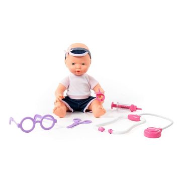 Polesie Babypuppe Fröhliche Baby Puppe, 35 cm mit Schnuller und Doktorset, 4 Teile
