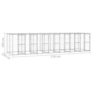 vidaXL Hundezwinger Outdoor-Hundezwinger mit Überdachung Verzinkter Stahl 16,94 m²