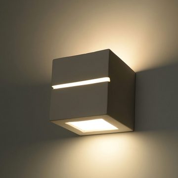 etc-shop LED Wandleuchte, Leuchtmittel inklusive, Warmweiß, LED Wandlampe Keramik weiß Wandleuchte Innen Oben