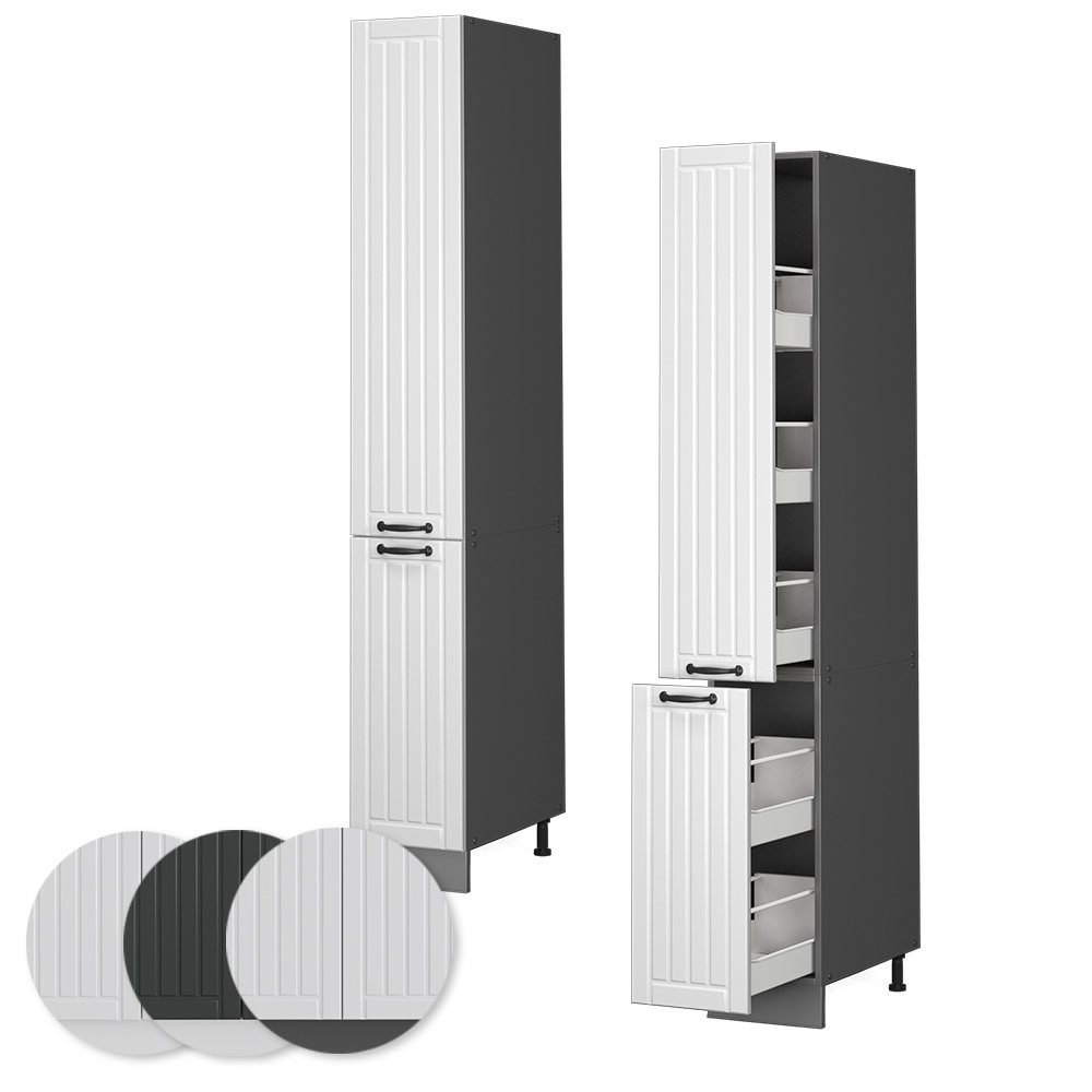 Vicco Hochschrank Fame-Line, Anthrazit/Weiß, 30 cm (1-St) Adjustable Feet