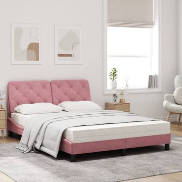 vidaXL Bett Bett mit Matratze Rosa 120x200 cm Samt
